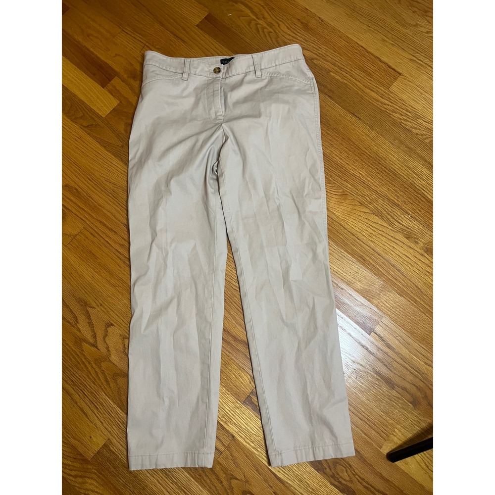 Talbots The Perfect Chino Pants Womens 6 Beige Sand Straight Leg Cotton Stretch
